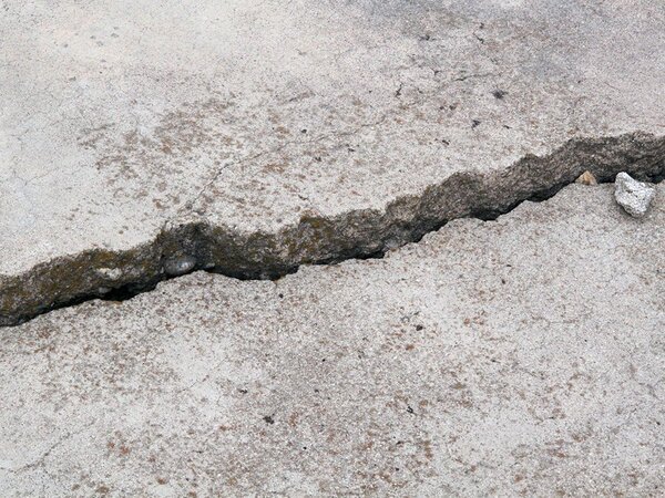 Large crack in a concrete foundation