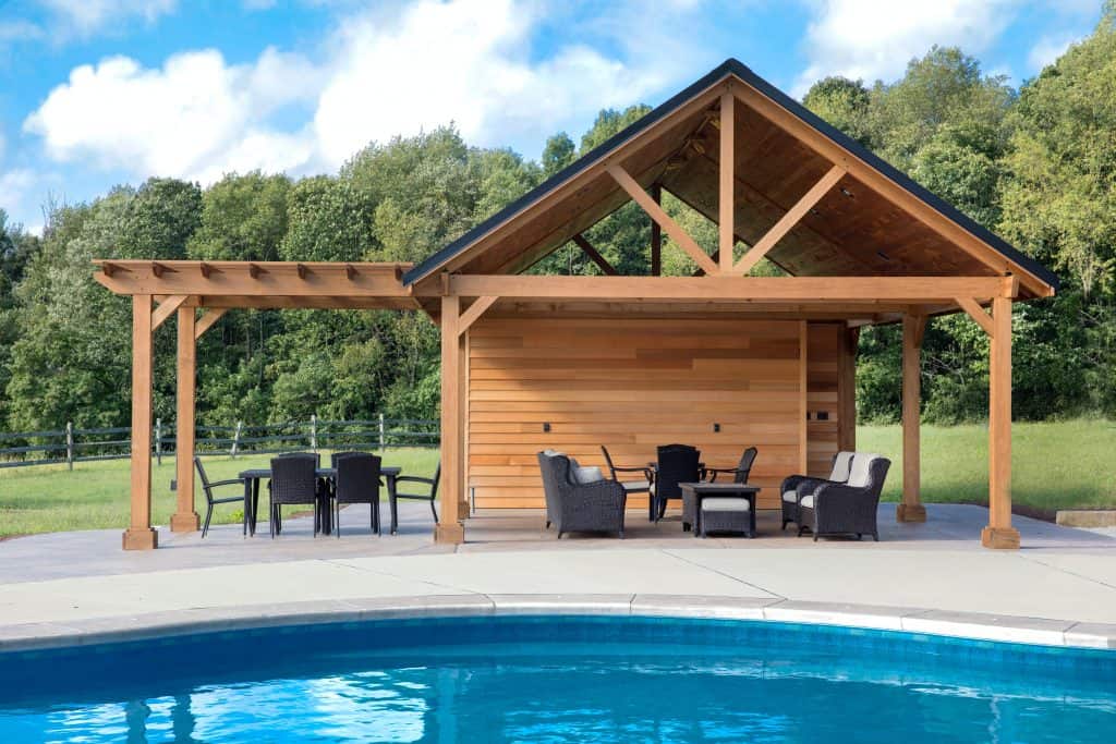 Patio with pergola and pool