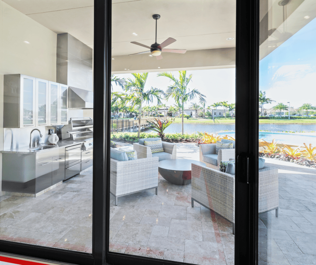 A luxury outdoor living space with kitchen
