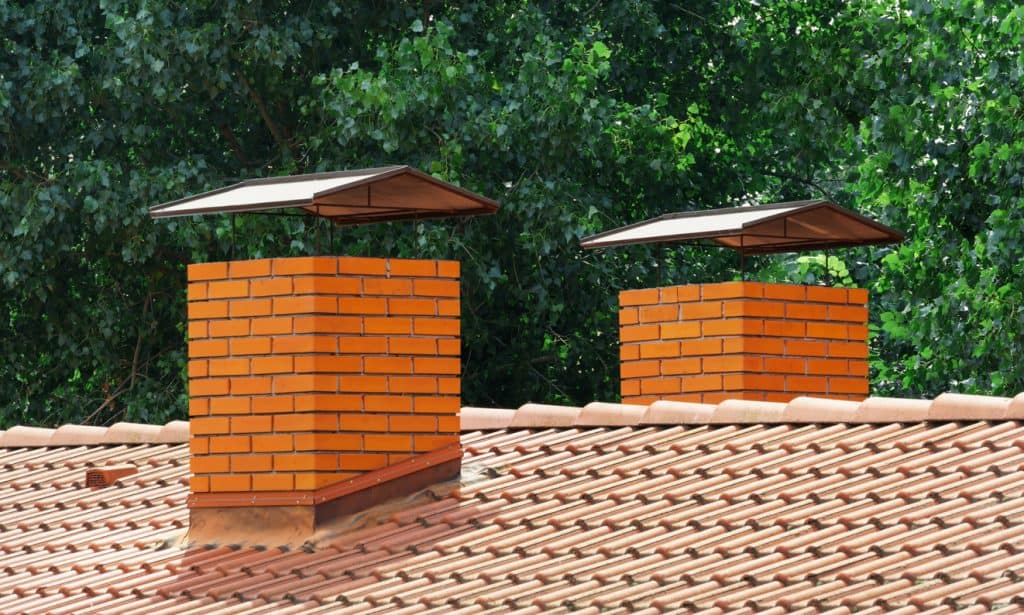 Close up photo of brick chimneys