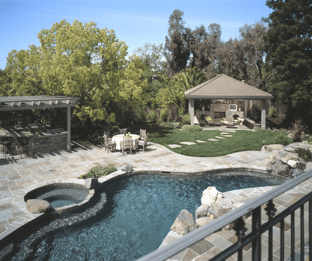 Outdoor living space with pool