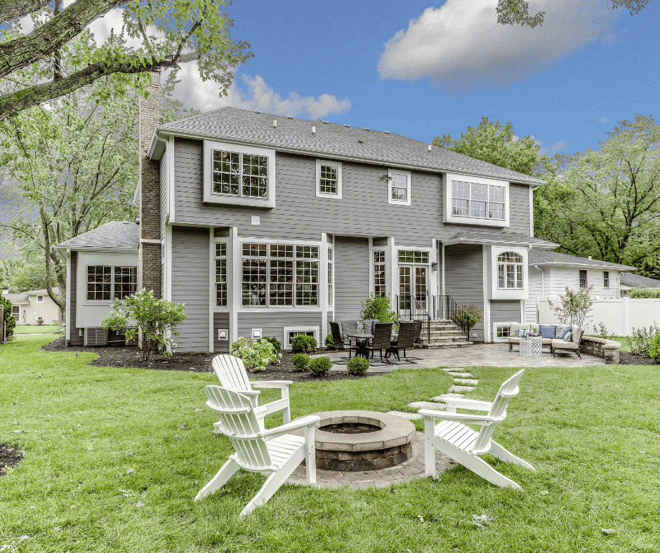 Backyard with patio and fire pit