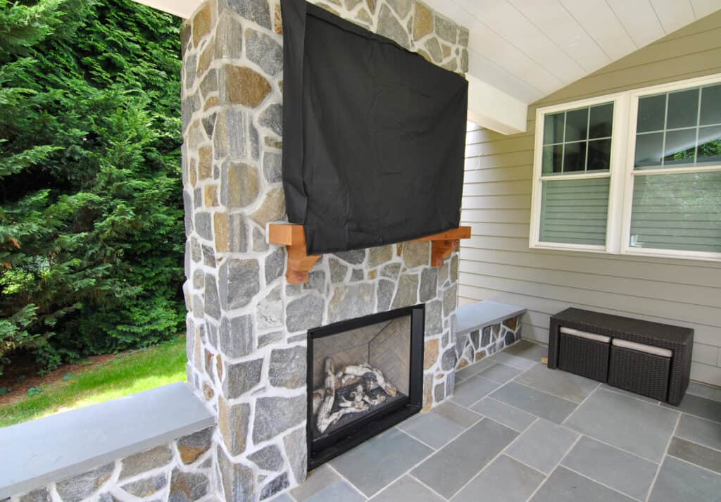 Custom outdoor fireplace