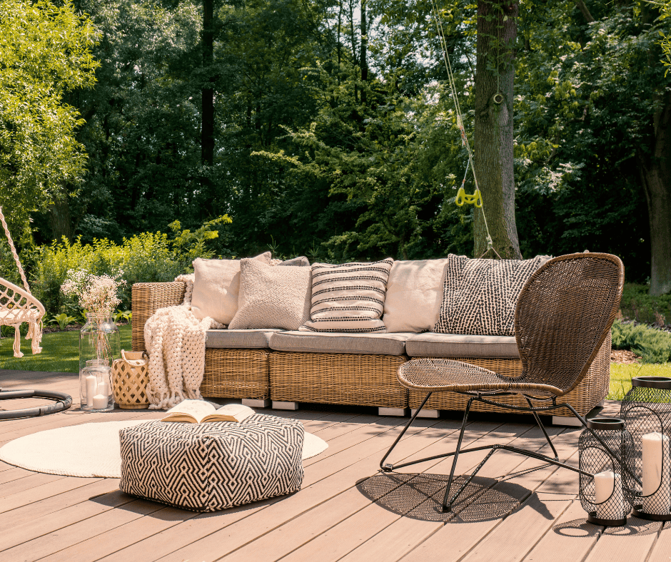 Outdoor living spaces with outdoor furniture