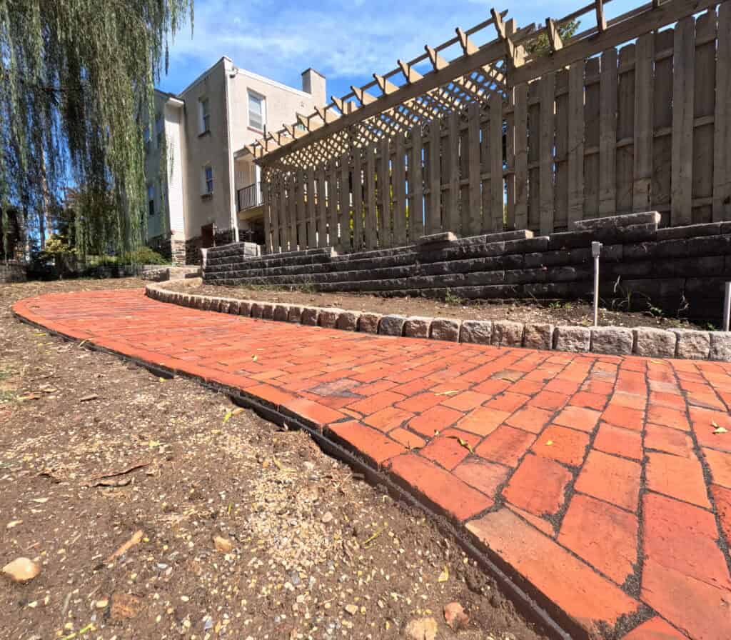 Salvaged brick walkway